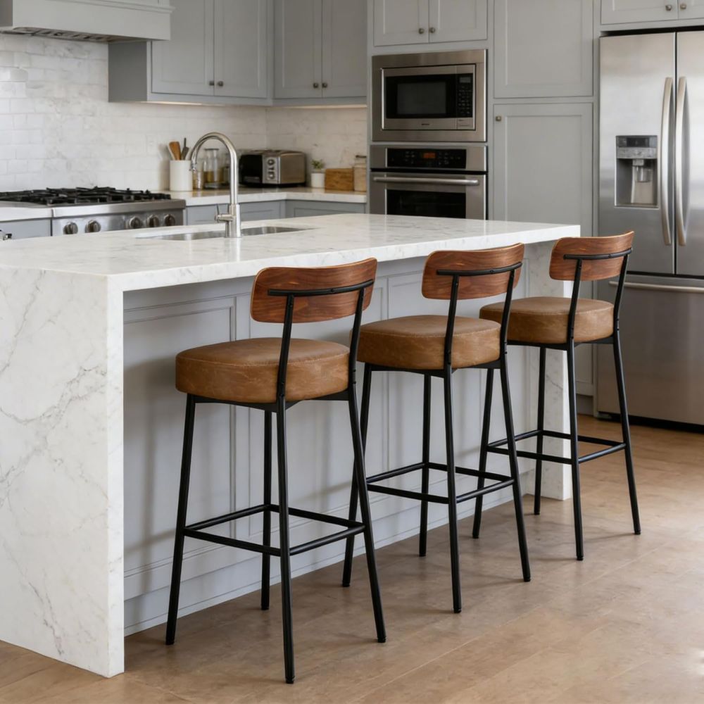 Home Bar And Counter - Brown Bar Stools Set o 3,