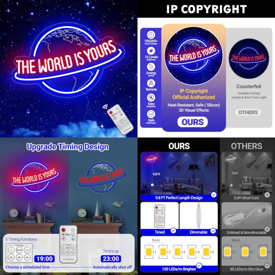 Home Bar Signs - The World Is Yours Neon Sign,