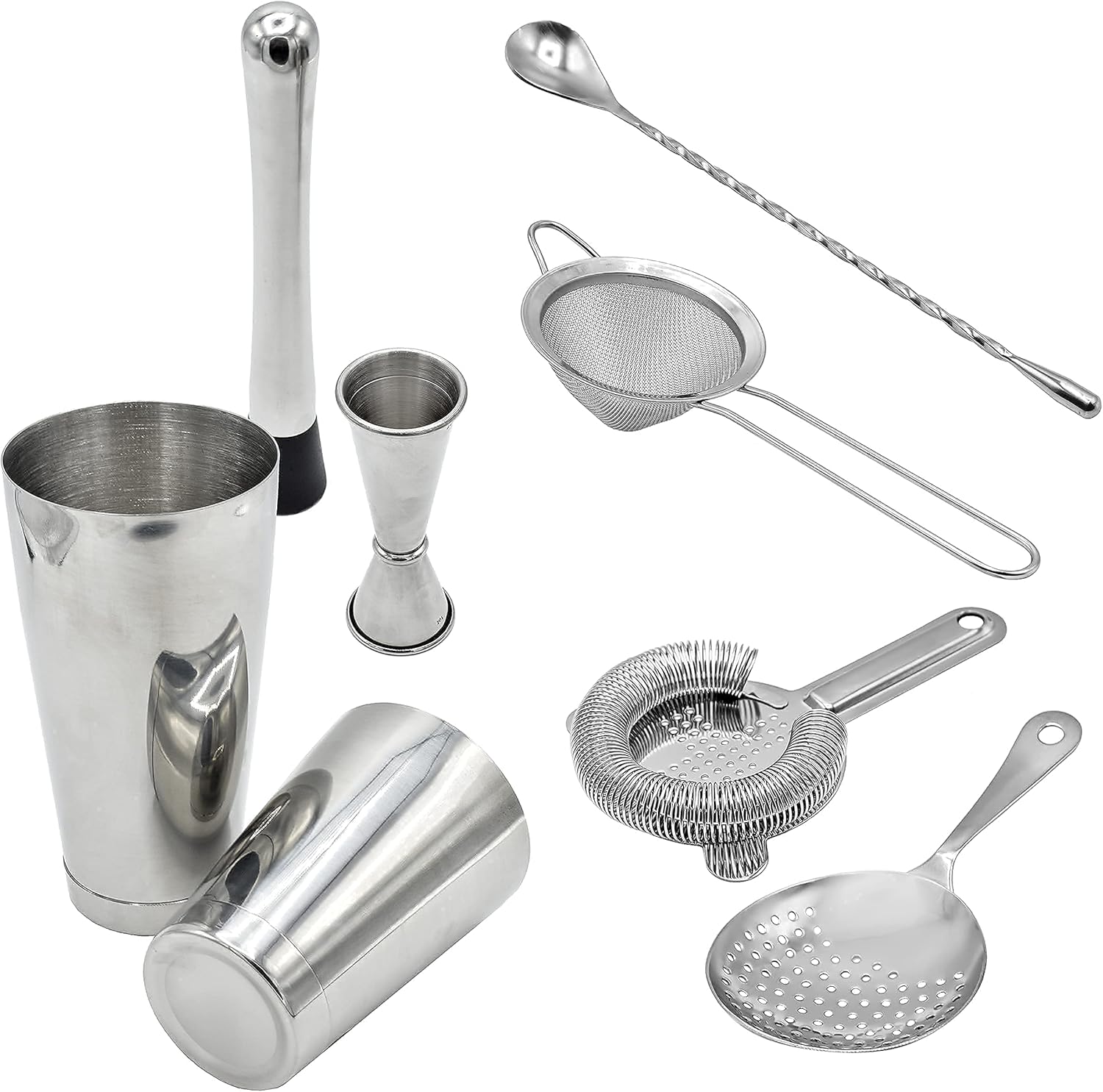Boston Shaker Set - Cocktail Strainer and Shaker Set -