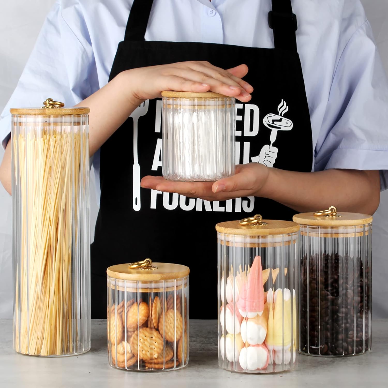 Glass Storage Jars Set of 5, D - Home Bar And Coffee review and price