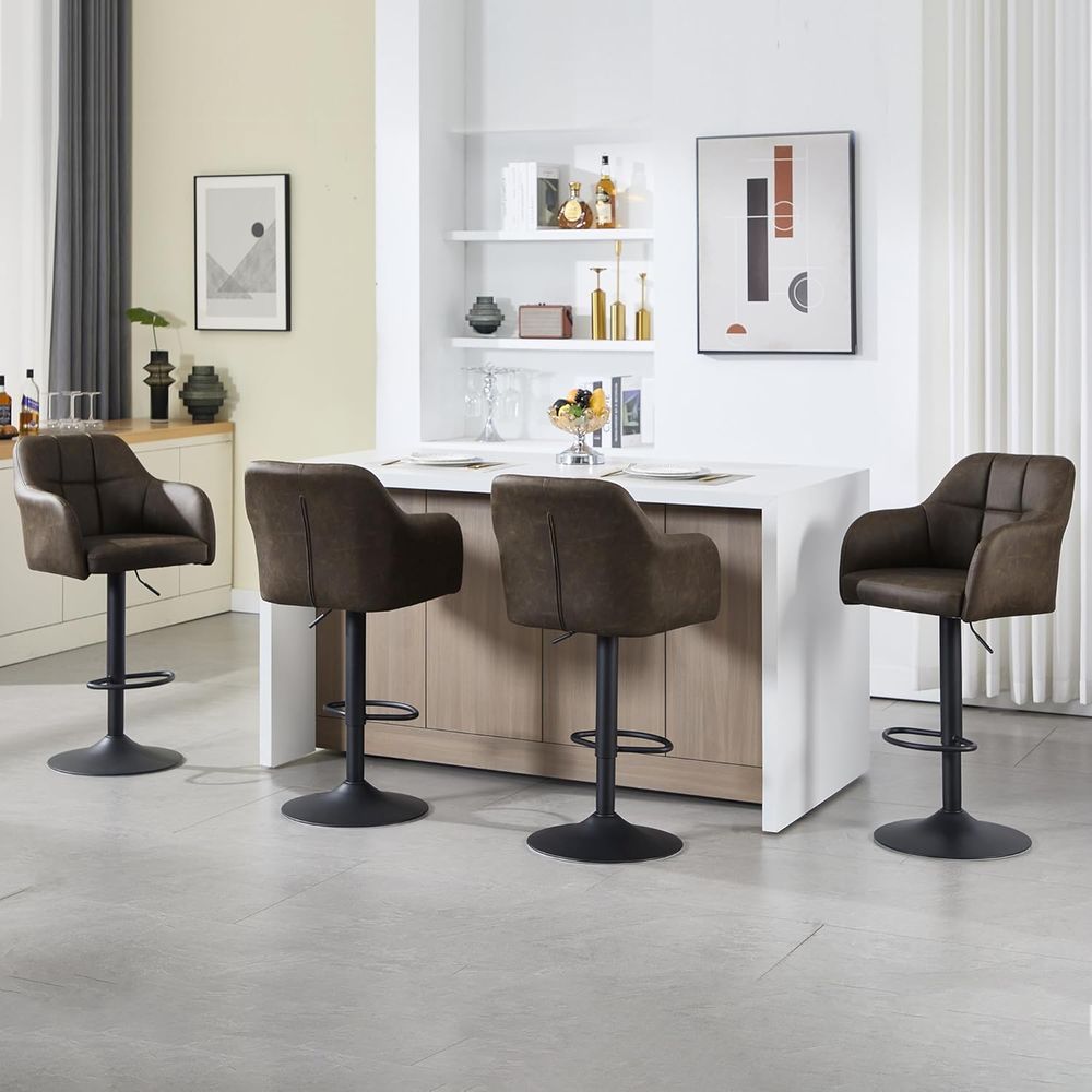 Set of 4 Swivel Leather Bar St - Home Bar And Counter review and price