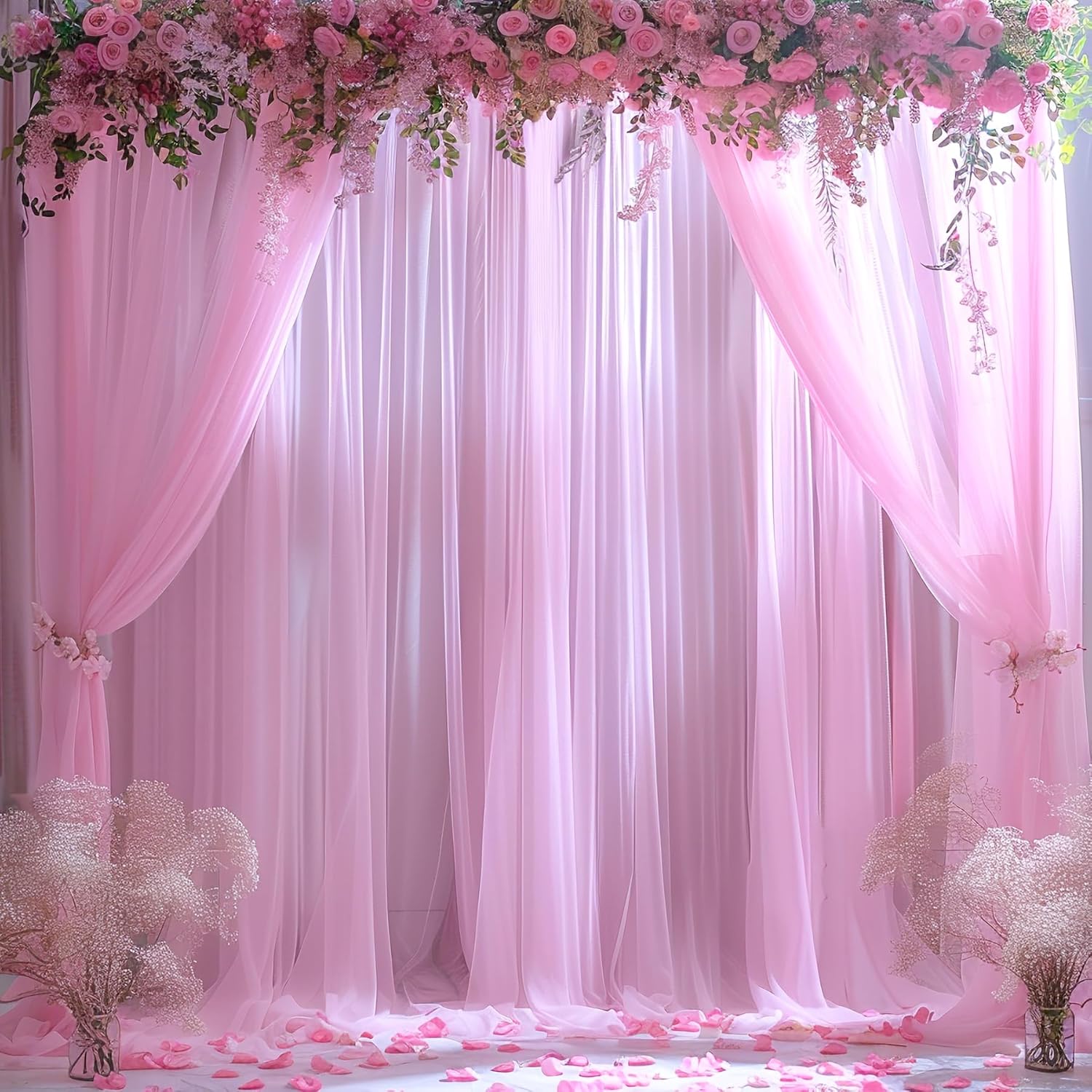 Pink Tulle Backdrop Curtain fo - Home Bargains review and price