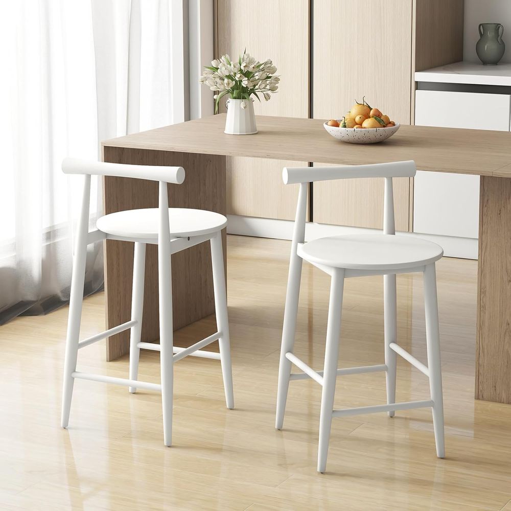 Set of 2 White Wooden Bar Chai - Home Bar And Counter review and price