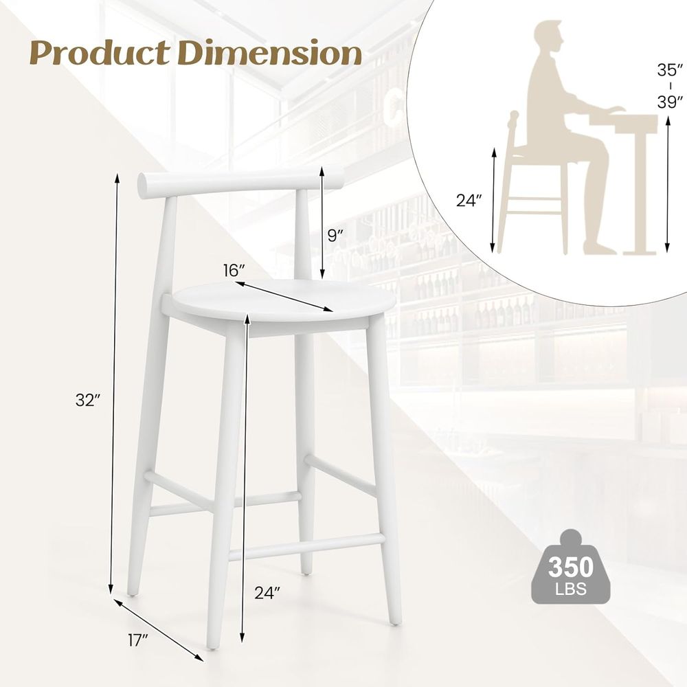 Set of 2 White Wooden Bar Chai - Home Bar And Counter review and price