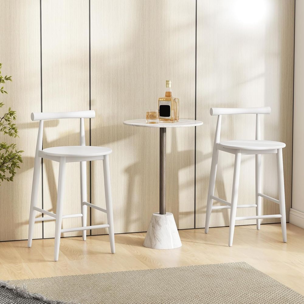 Set of 2 White Wooden Bar Chai - Home Bar And Counter review and price