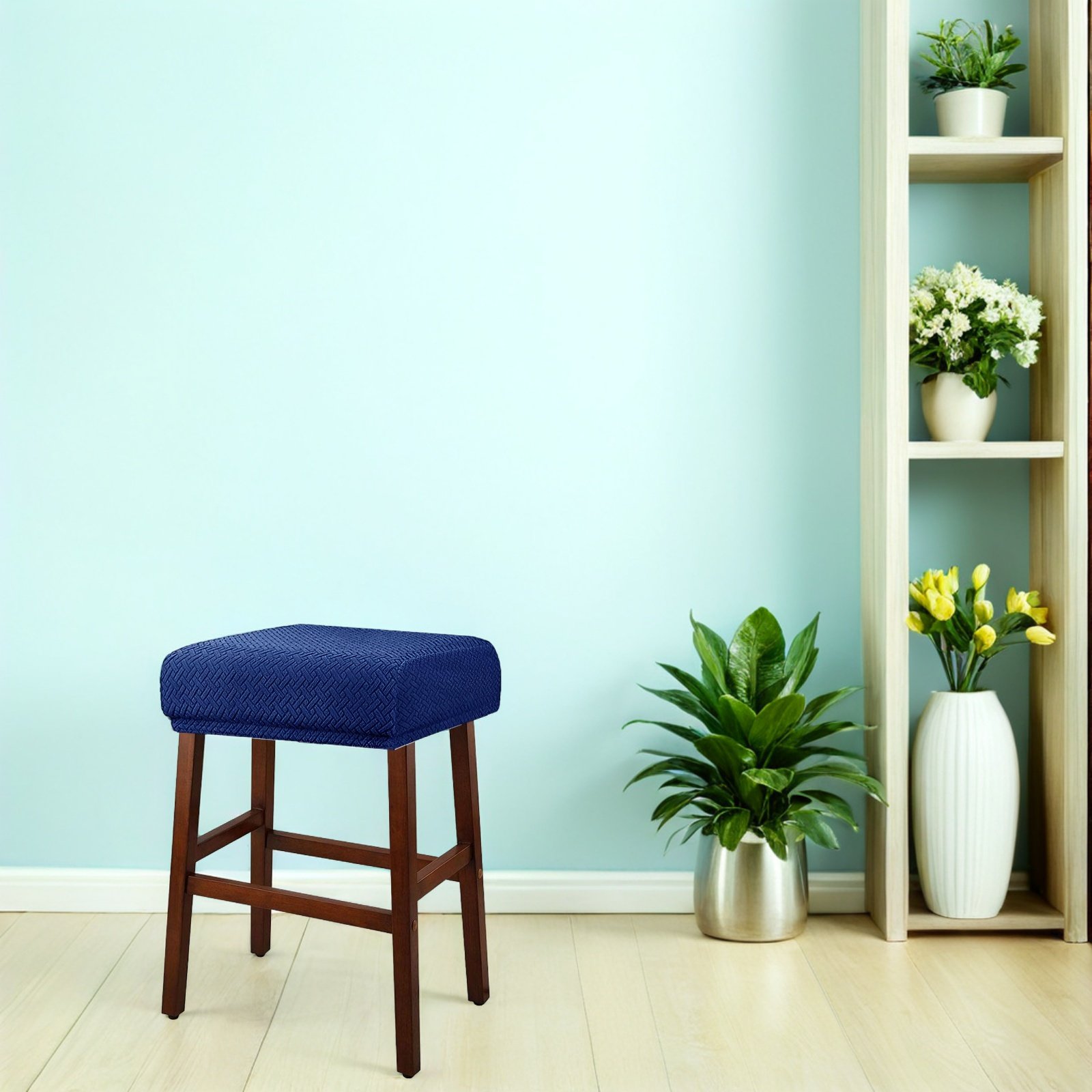 Rectangle Stool Cover Elastic  - Home Bar And Counter review and price