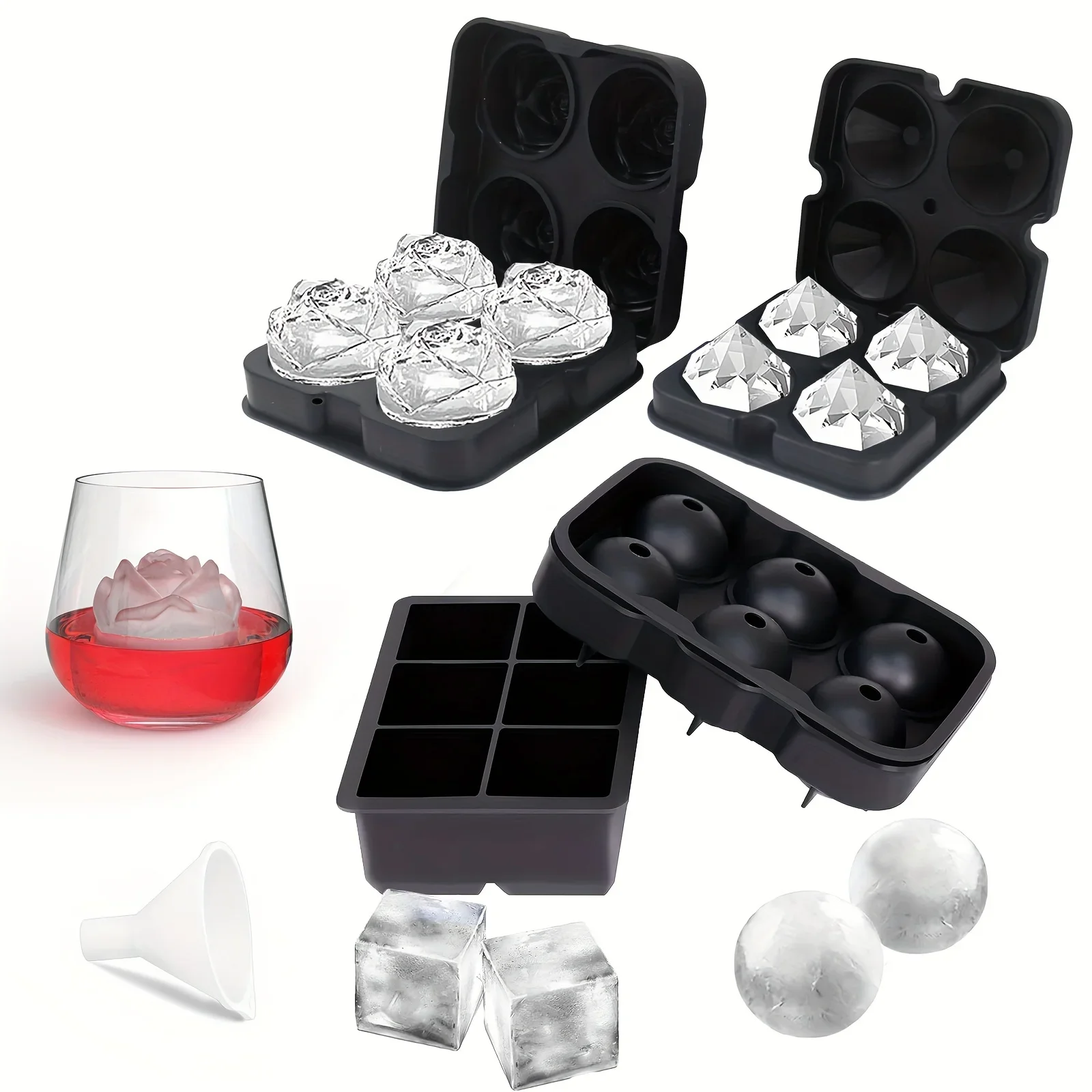 1pc 3D Rose Ice Cube Mold, Squ - Ice Mold Sphere review and price