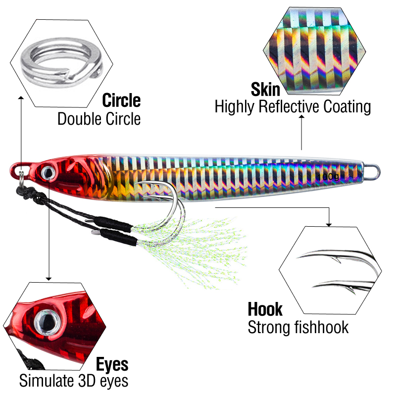 7Pcs 40g 60g 80g 100g Luminous - Jigger Double Sided review and price