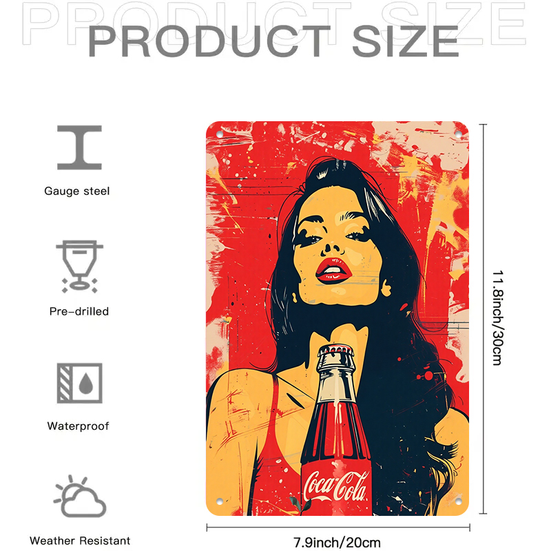 1PC 2D flat vintage Coca Cola  - Home Bar And Coffee review and price