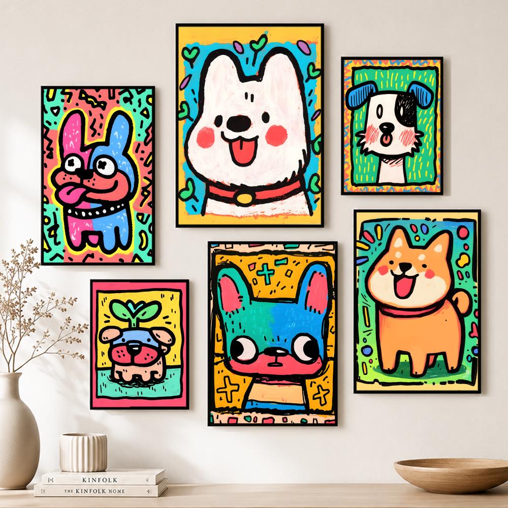 Lovely Colorful Dog Poster Pap - Home Bar And Theater review and price