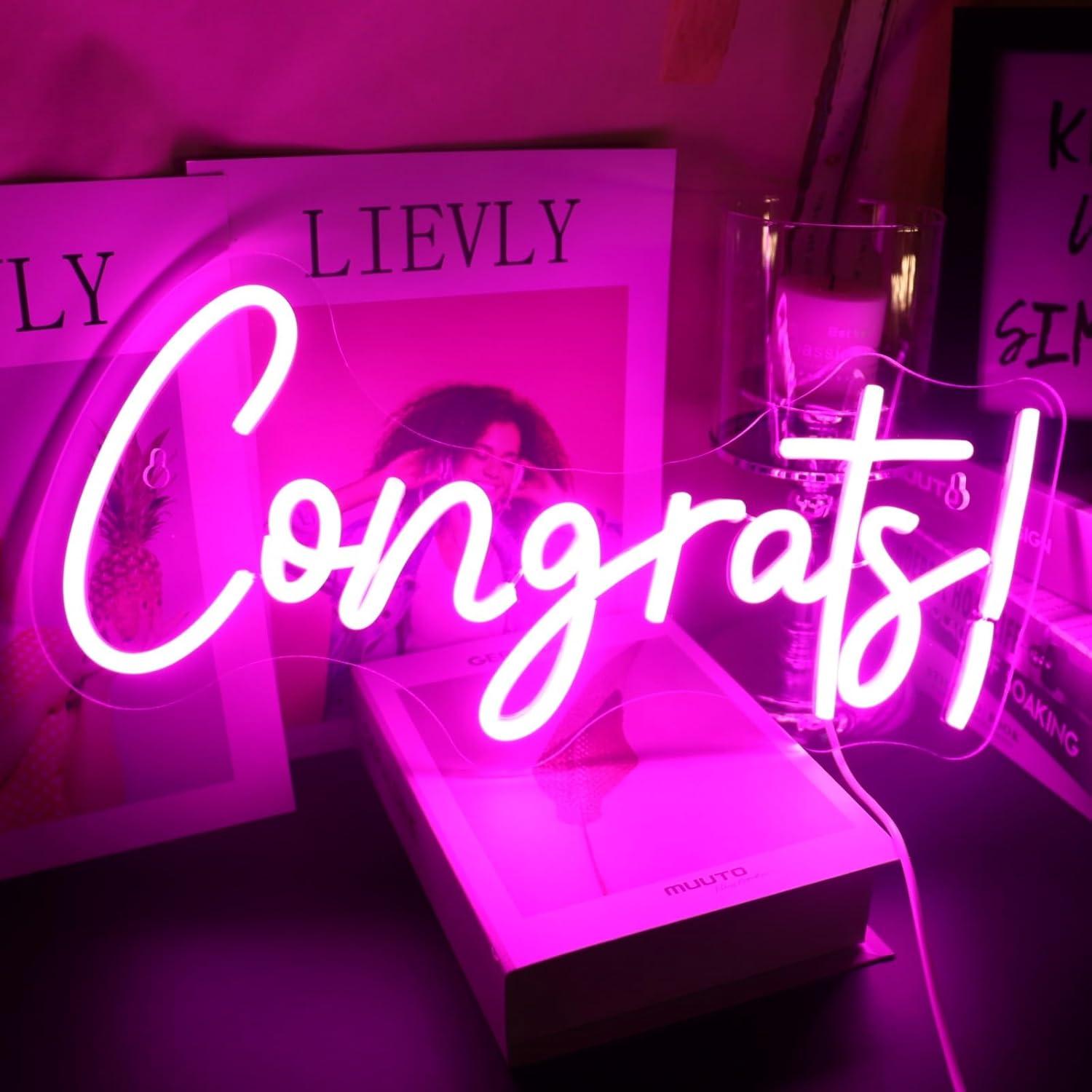Congrats Neon Sign LED Word Li - Home Bar Signs review and price