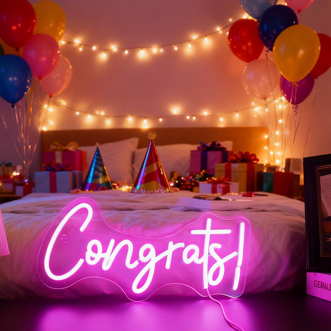Congrats Neon Sign LED Word Li - Home Bar Signs review and price