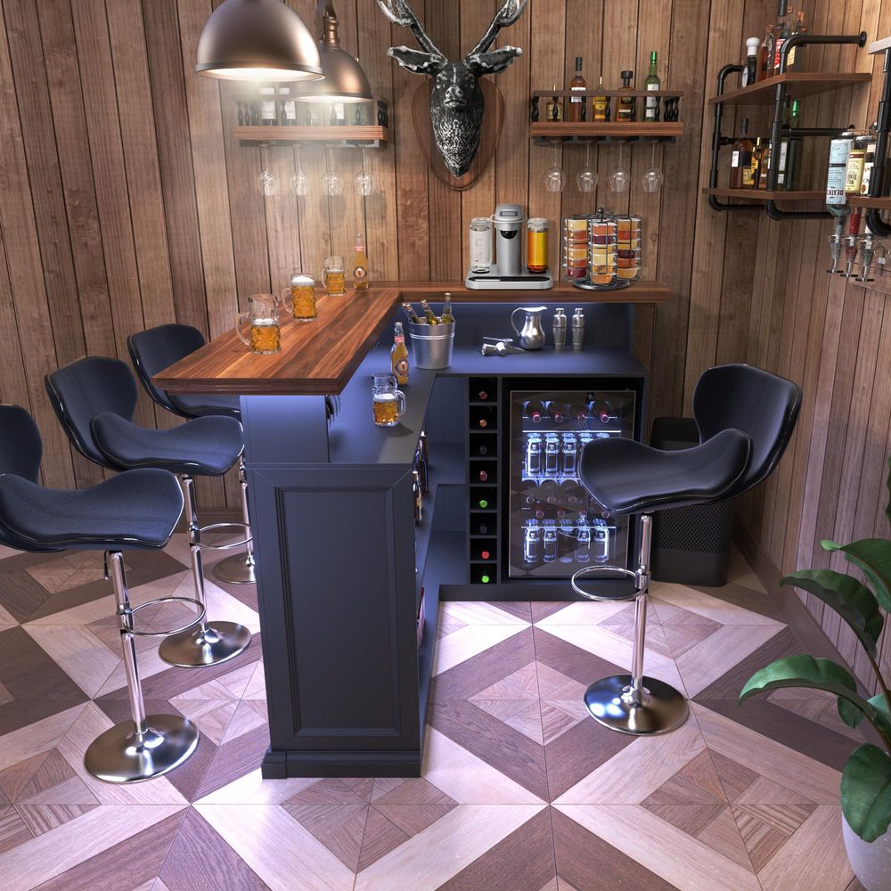 L Shaped Home Bar Cabinet with - Home Bar And Fridge review and price