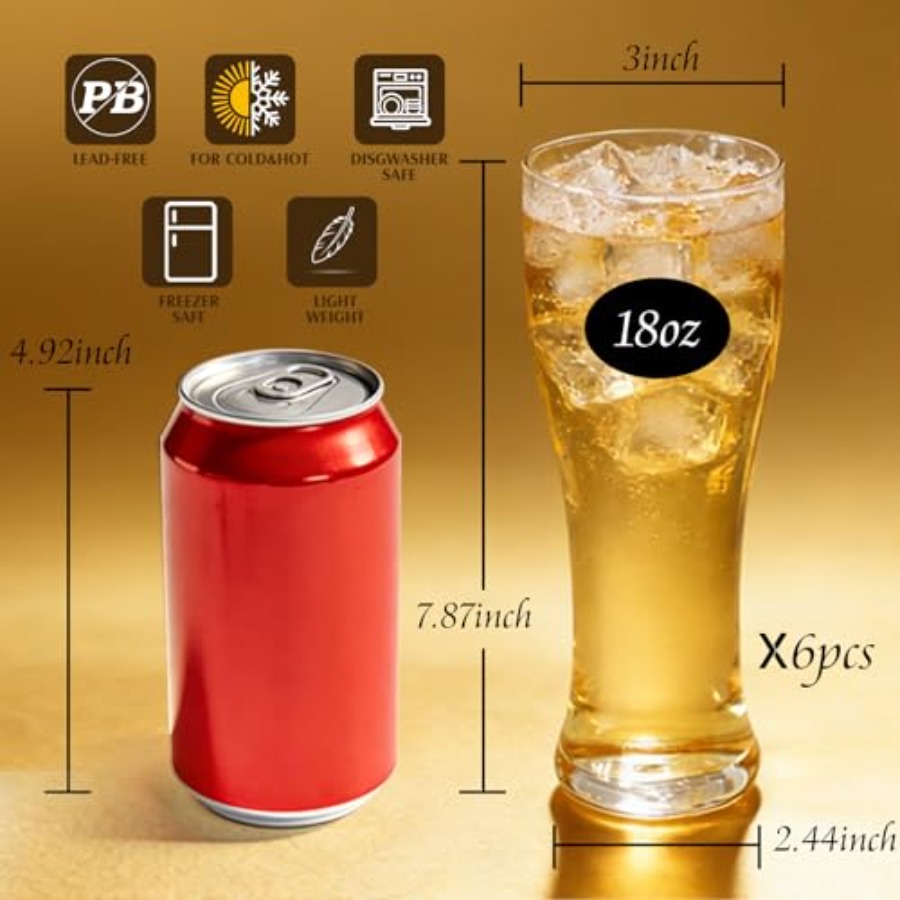 18 oz Pilsner Beer Glasses Set - Highball Glass Set review and price