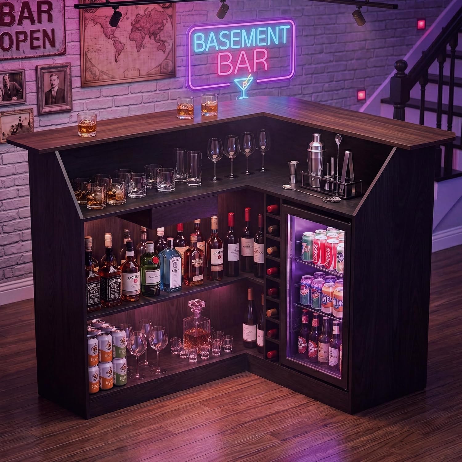 L Shaped Home Bar Unit With Fr - Home Bar And Fridge review and price