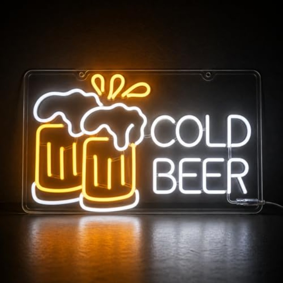 Cold Beer Neon Sign for Busine - Home Bar Signs review and price