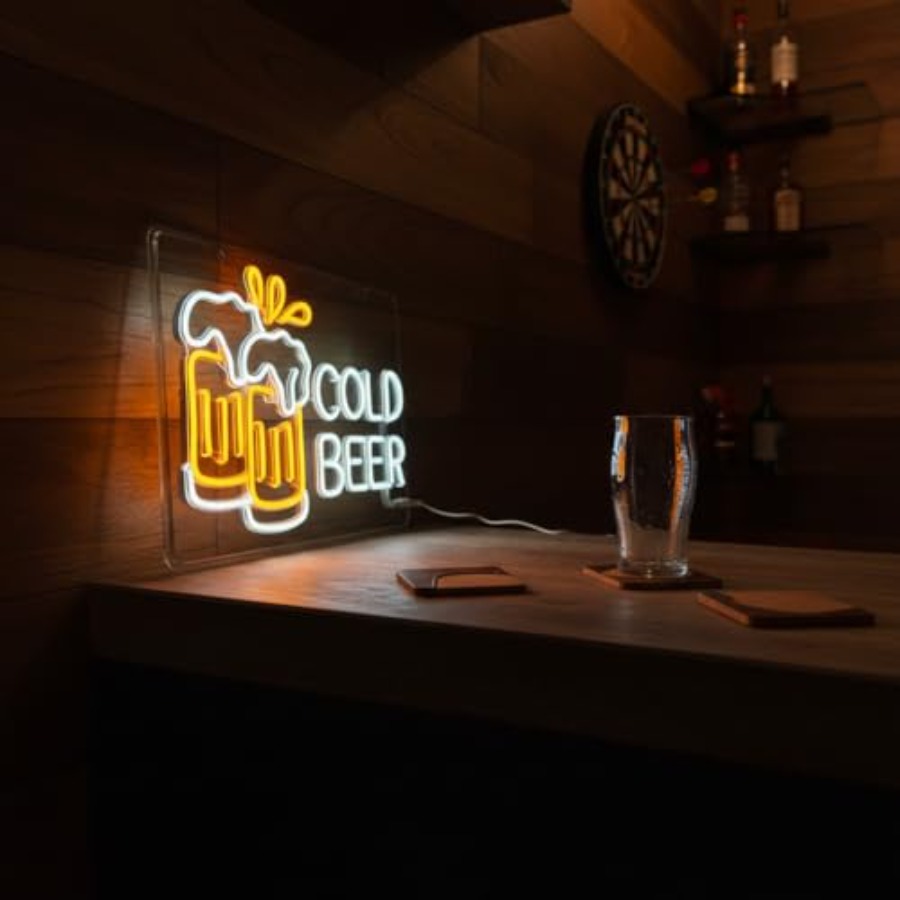 Cold Beer Neon Sign for Busine - Home Bar Signs review and price