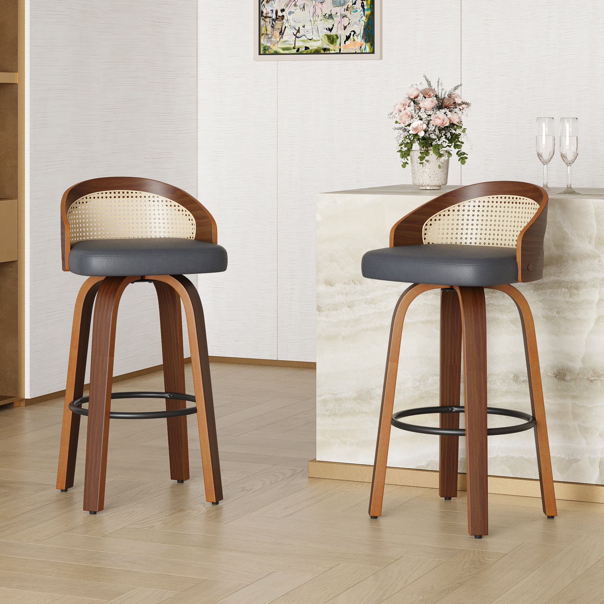 Set of 2 Swivel Bar Stools, Mo - Home Bar Lounge review and price