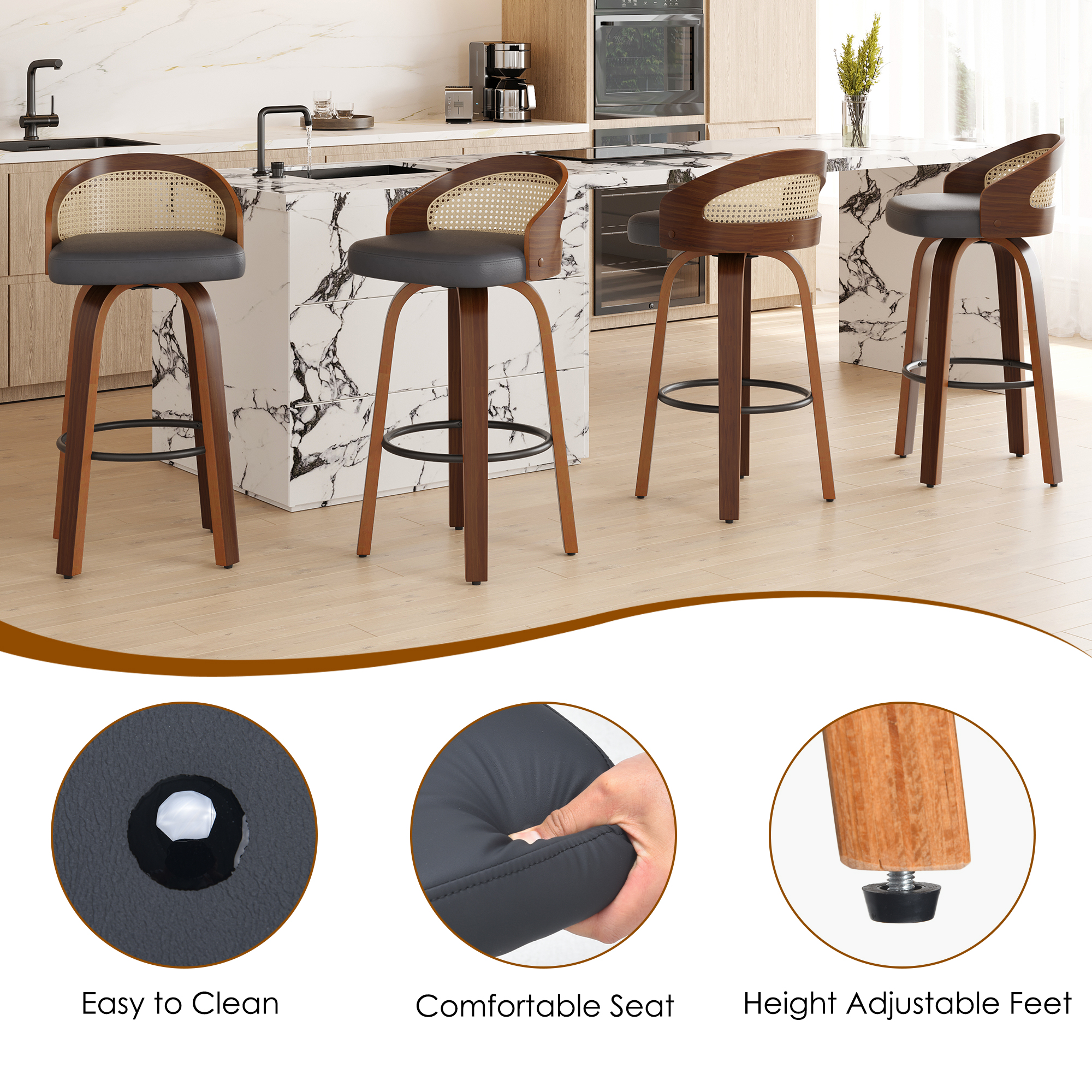 Set of 2 Swivel Bar Stools, Mo - Home Bar Lounge review and price