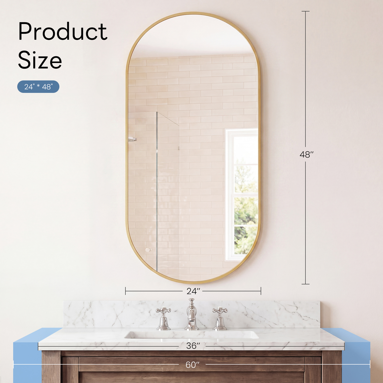 JHK Oval Wall Mirror with Meta - Home Bargains review and price