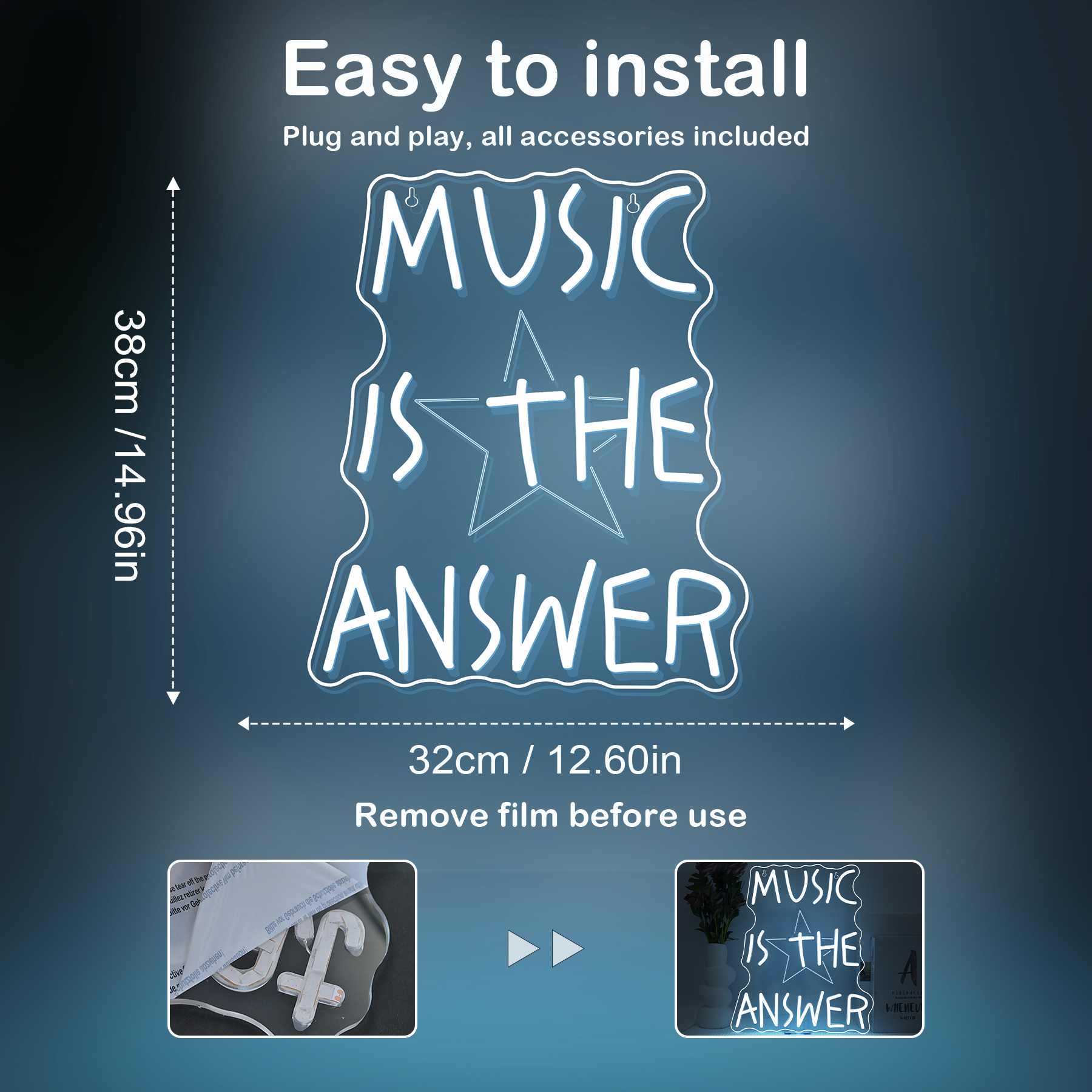 Music Is The Answer Neon Sign  - Home Bar Word review and price