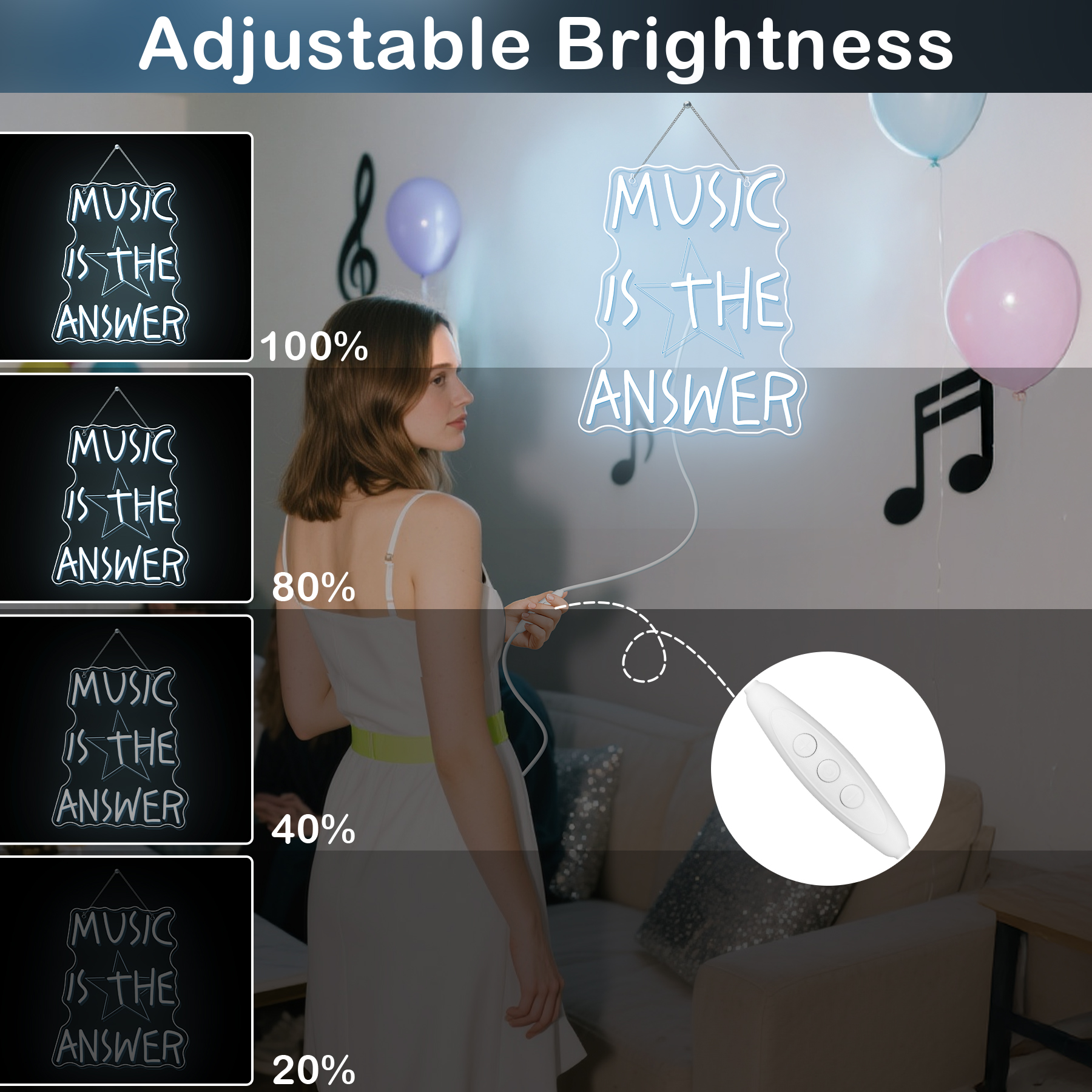 Music Is The Answer Neon Sign  - Home Bar Word review and price