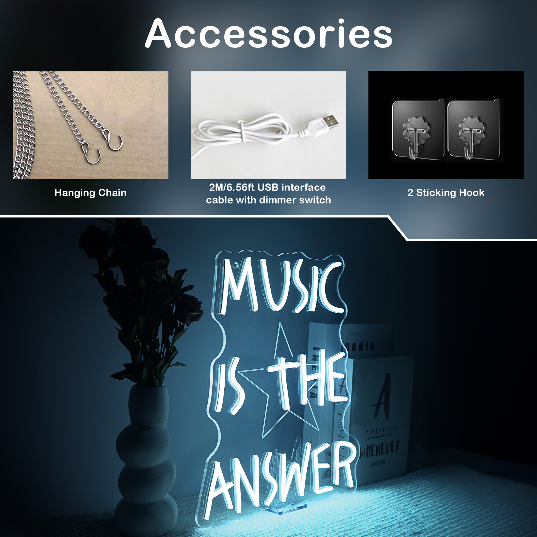 Music Is The Answer Neon Sign  - Home Bar Word review and price