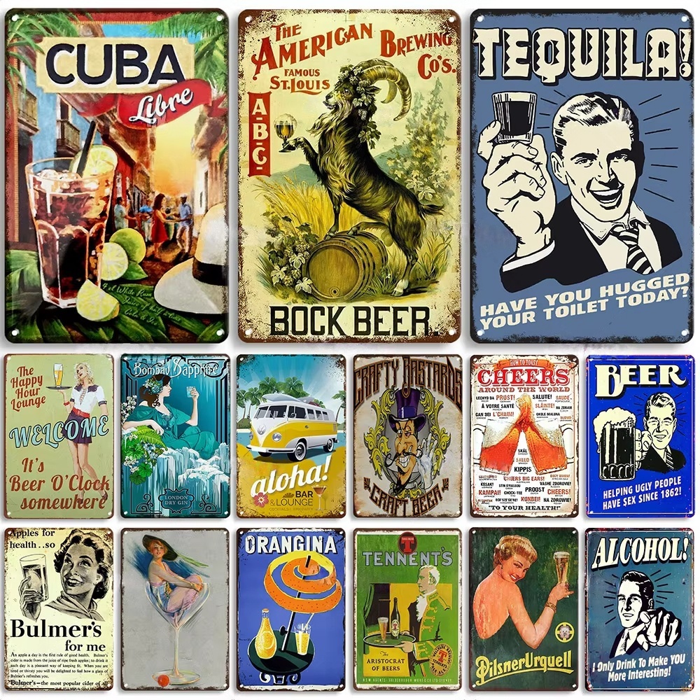 Rusty Metal Tin Sign Beer Meta - Home Bar Signs review and price
