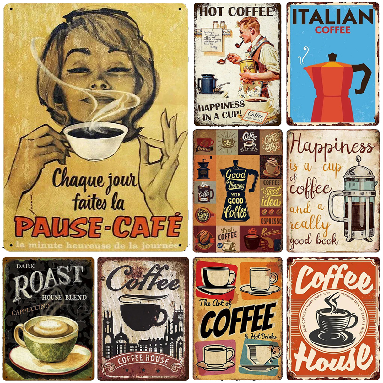 Metal Tin Signs Italian Coffee - Home Bar And Coffee review and price